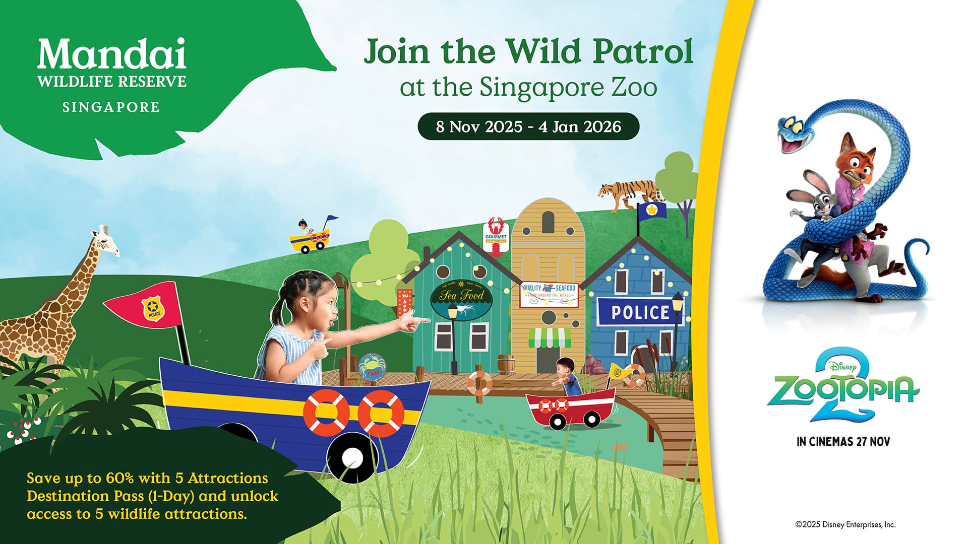 5-in-1 Day Pass: Night Safari + Singapore Zoo + Bird Paradise + River Wonders + Rainforest Adventure - main image
